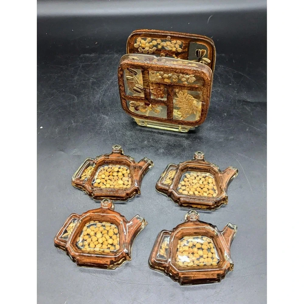 Napkin Holder Spoon Rest Gamut Designs Dry Seeds Lucite Resin Cottagecore